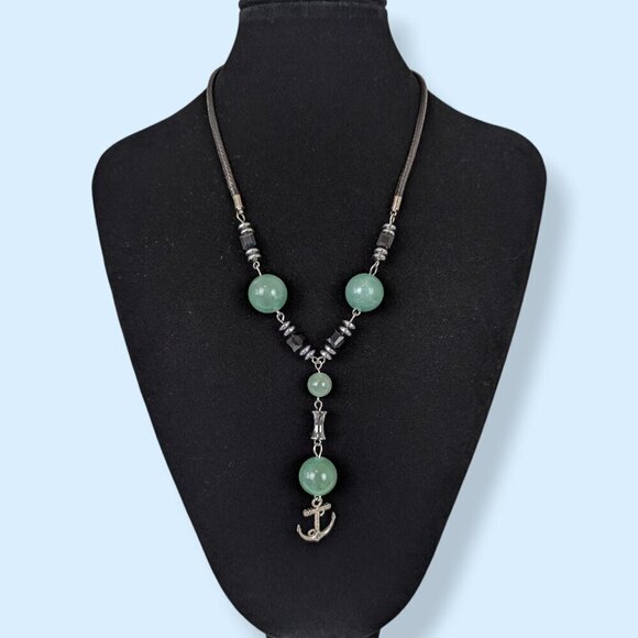 Jewelry - Bohemian Green Aventurine Anchor Necklace